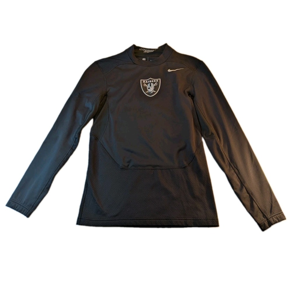 Nike NFL Las Vegas Raiders Hyperwarm Shield Long Sleeve Shirt Mens Sm Black